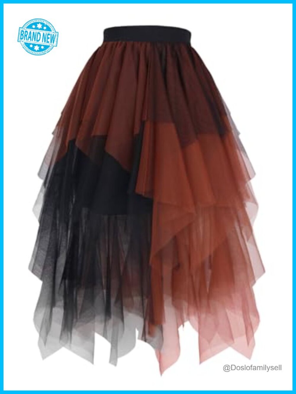 Women's Layered Tulle Midi Skirt High Elastic Waist A-Line Tutu